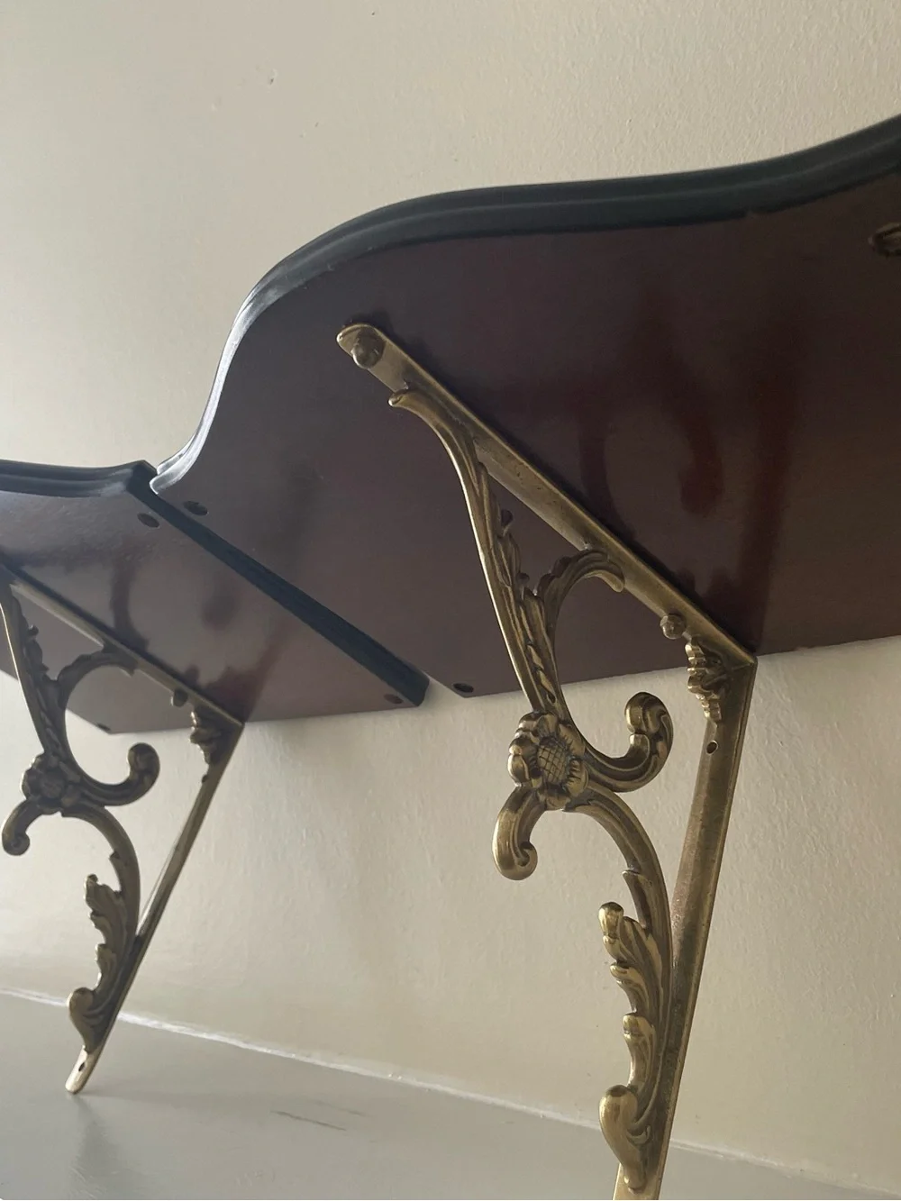 Vintage Upscale Mahogany & Brass Wall Sconces